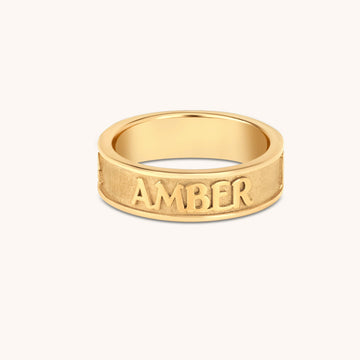 Personalized Matte Embossed Infinity Name Ring