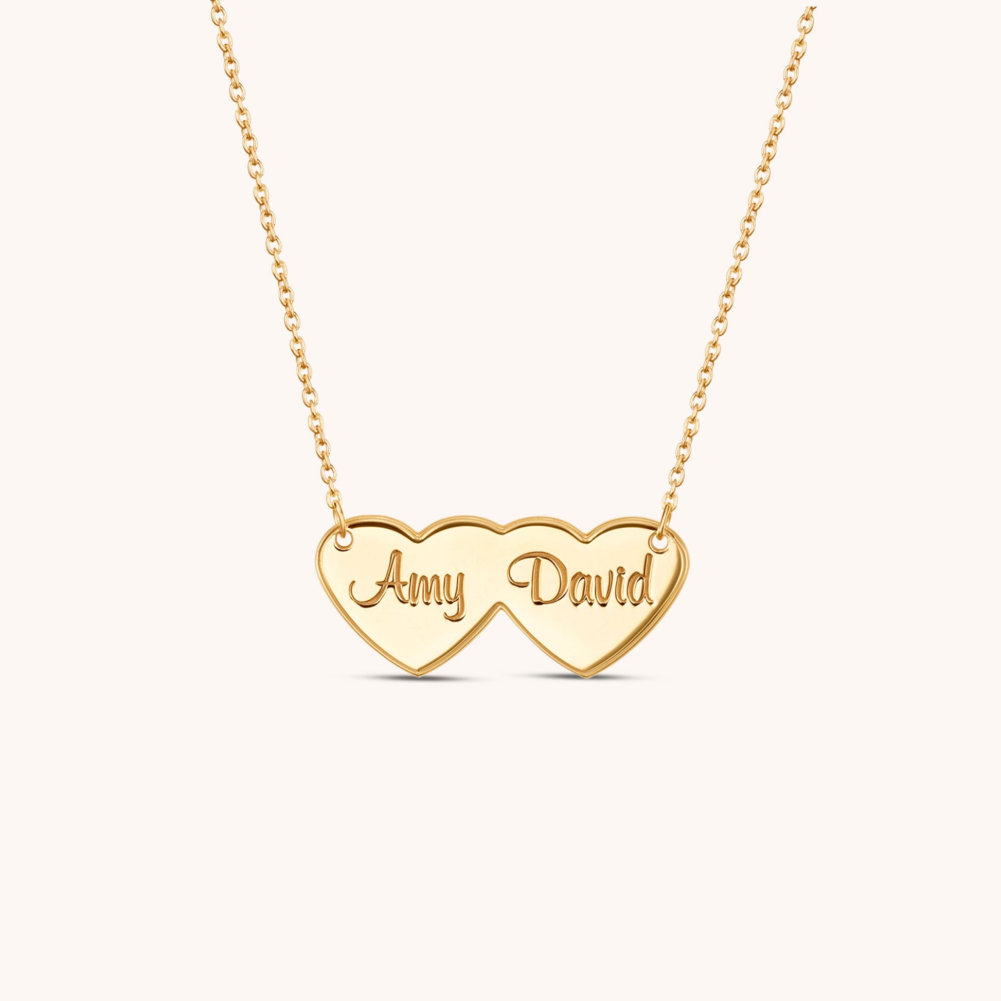 Personalized Double Heart Two Name Necklace - Keepsakes