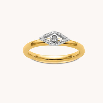 Gold Vermeil Diamond Evil Eye Protection Ring