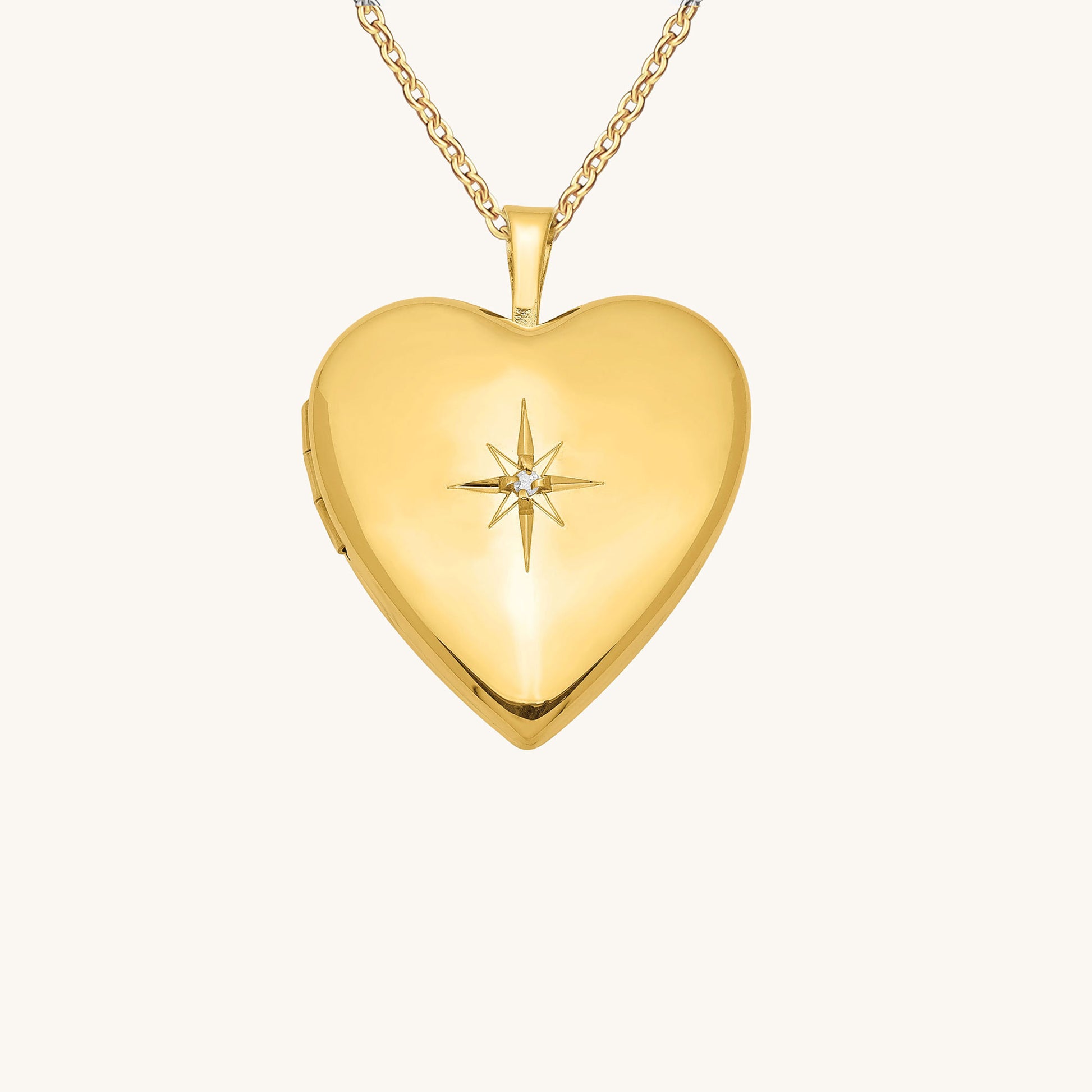 Diamond Star Heart Locket Necklace - Keepsakes