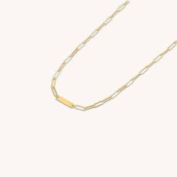 Paperclip Link ID Bar Necklace