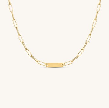 Paperclip Link ID Bar Necklace