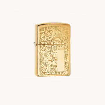 Engraveable Gold Zippo Lighter with Venetian Scroll Design