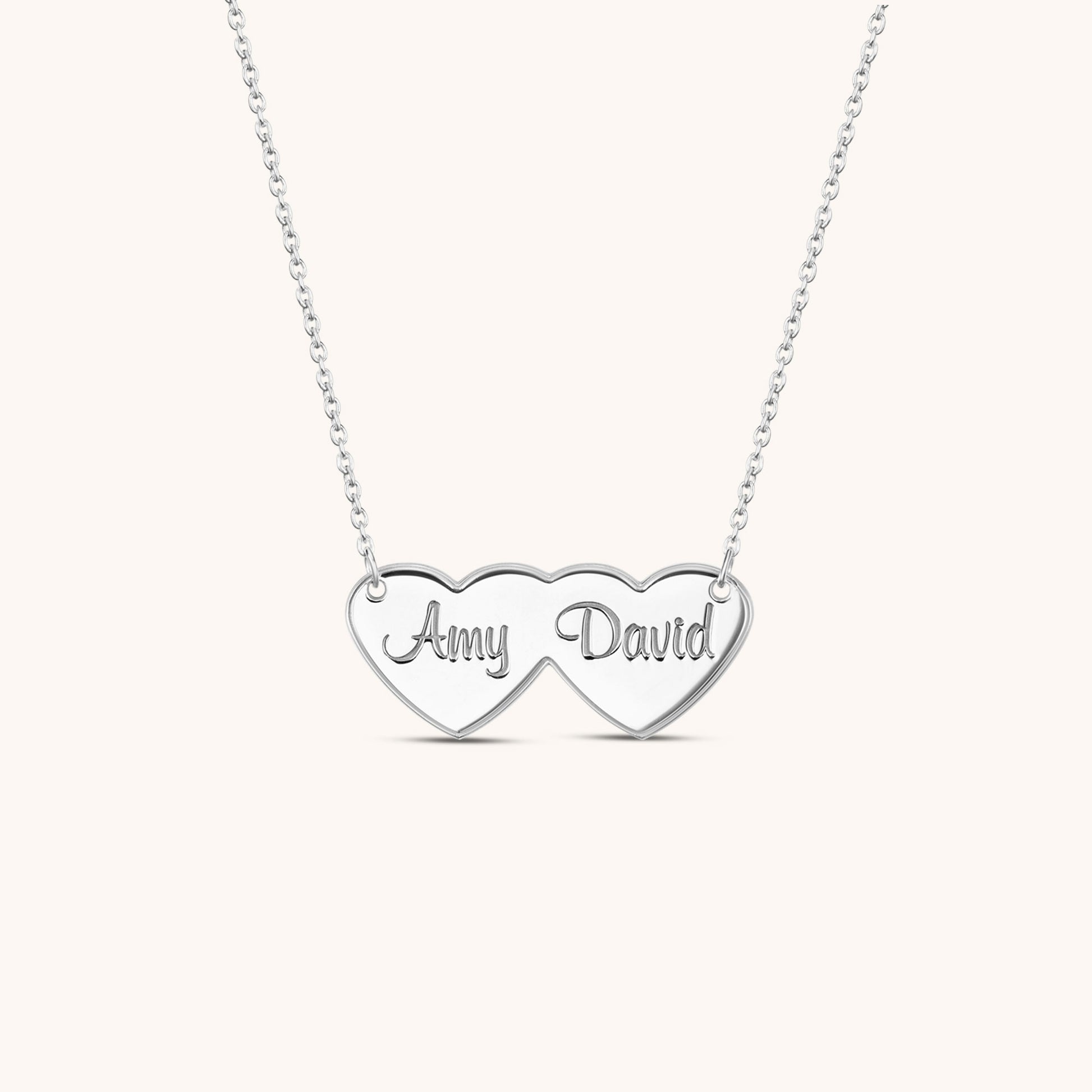 Personalized Double Heart Two Name Necklace - Keepsakes