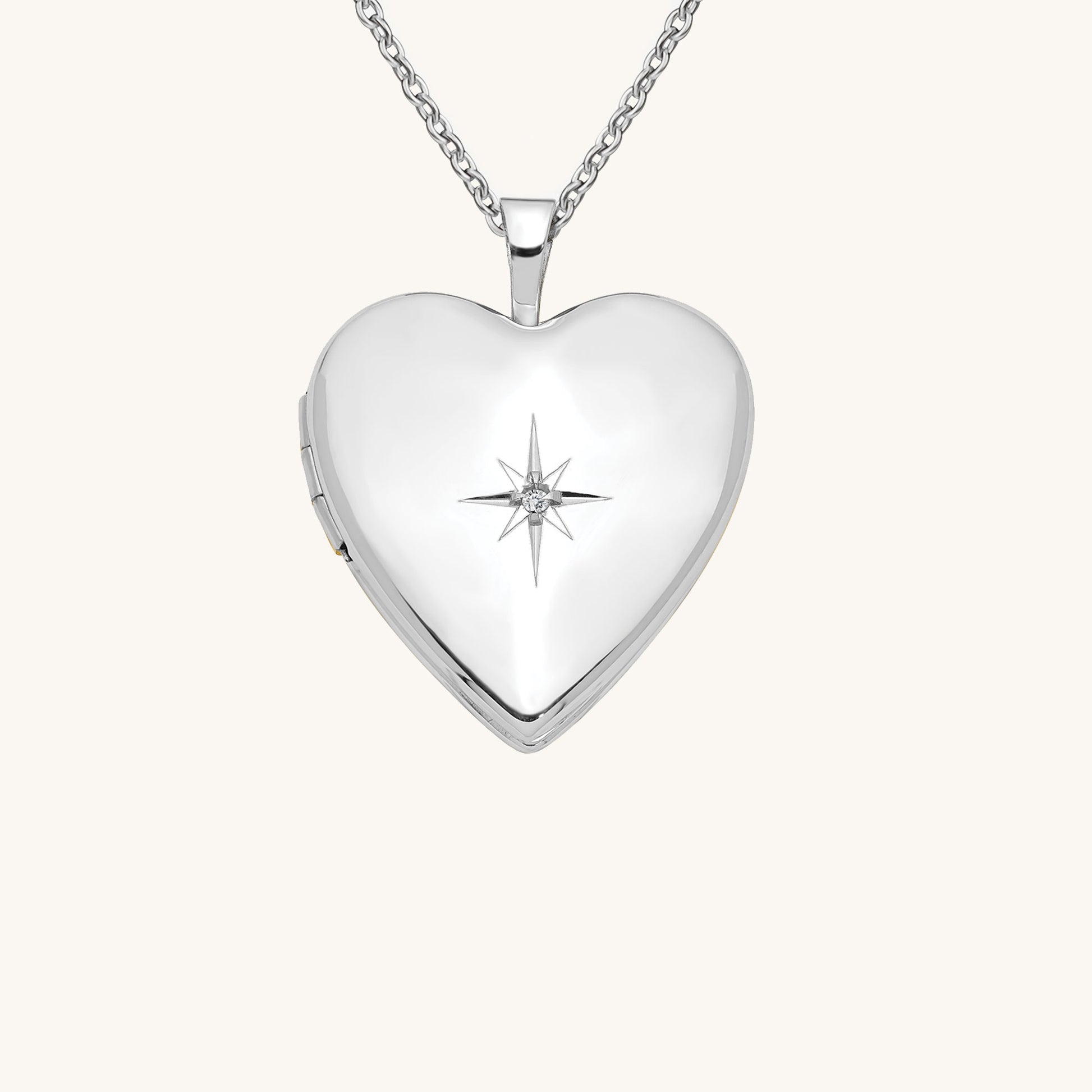 Diamond Star Heart Locket Necklace - Keepsakes