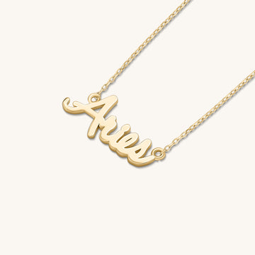 Dainty Horoscope Script Nameplate Necklace