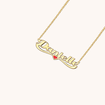 Heart Bar Enamel Nameplate Necklace
