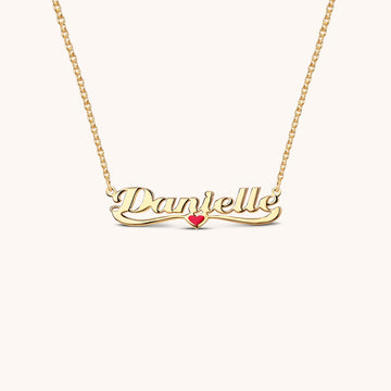 Heart Bar Enamel Nameplate Necklace