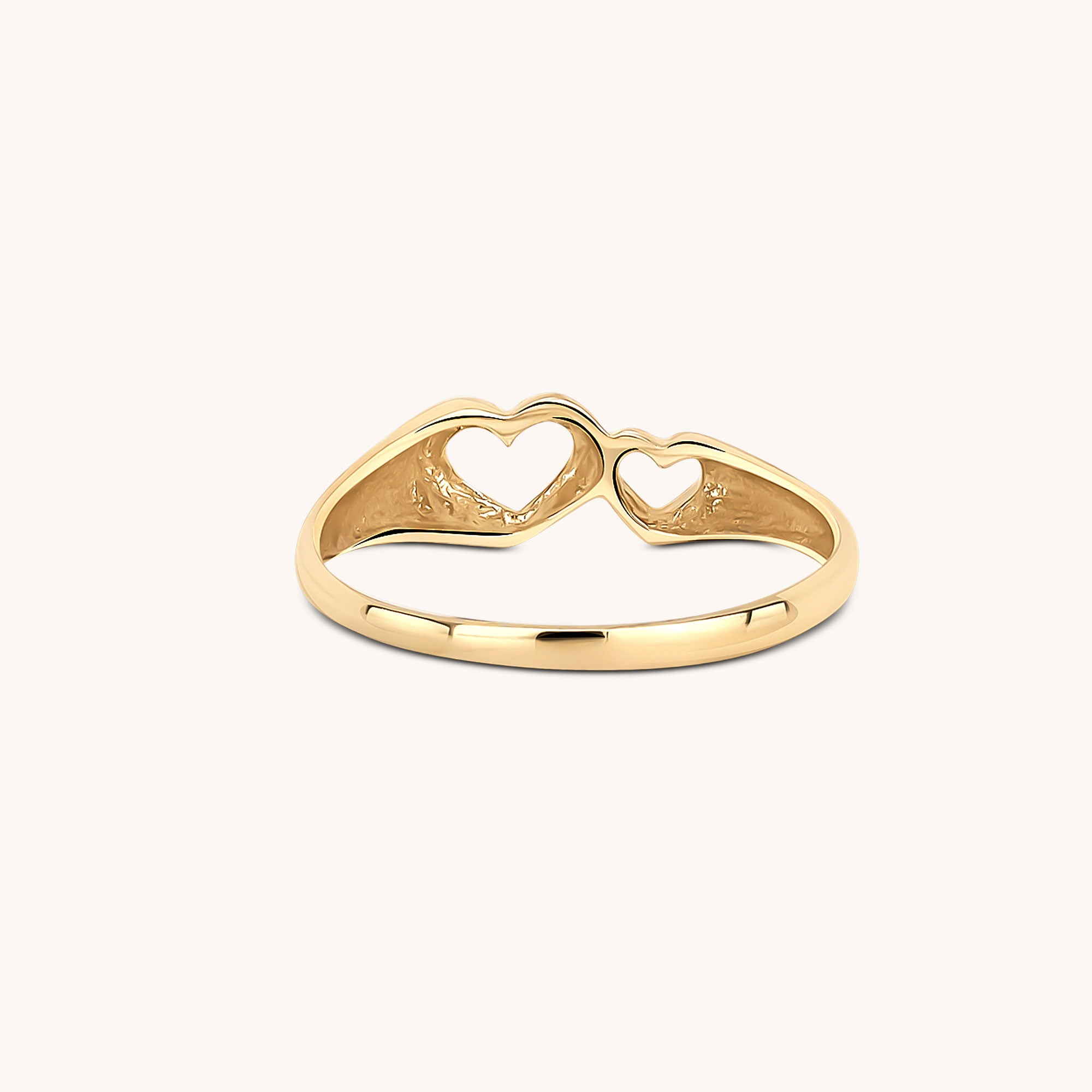 Two Tone Real Gold Double Heart Love Symbol Ring (JL# R3592) - Jewelry  Liquidation