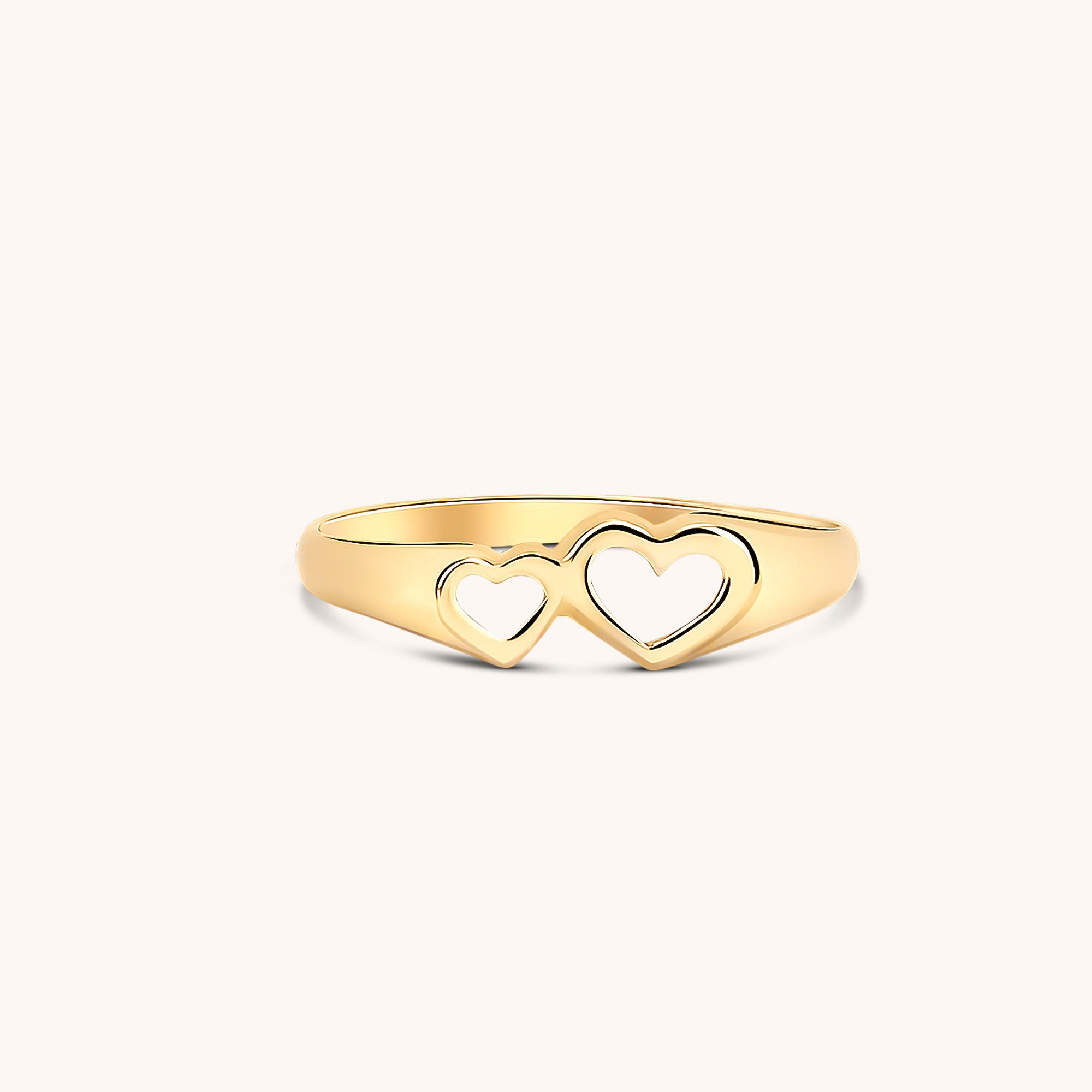 14K Gold Double Heart Cutout Ring