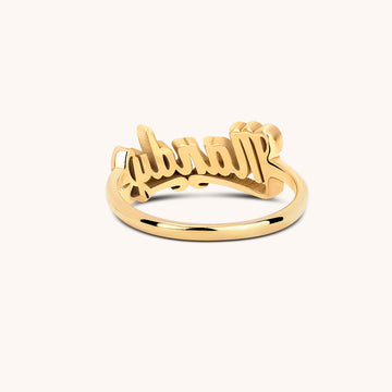 Personalized Script Name Heart Bar Ring