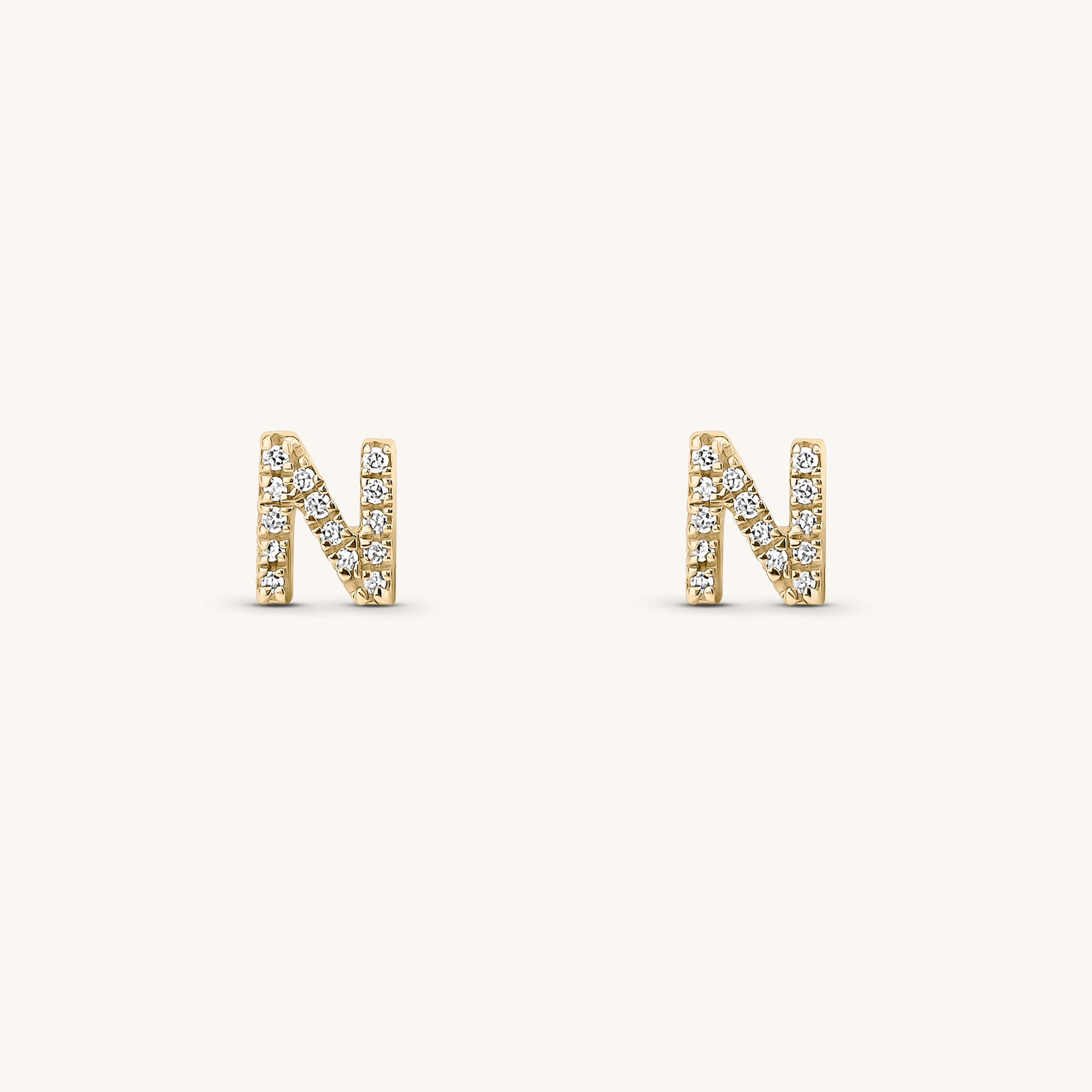 Dainty Gold and Diamond Initial Stud Earrings - Keepsakes