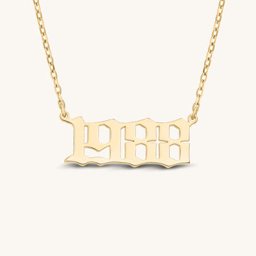 Old English Year Nameplate Necklace