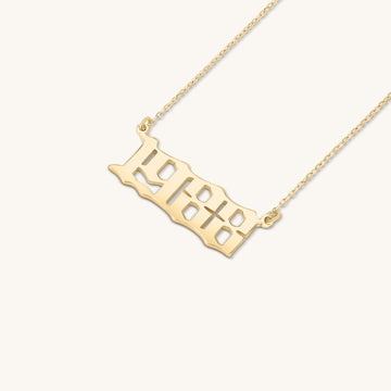 Old English Year Nameplate Necklace