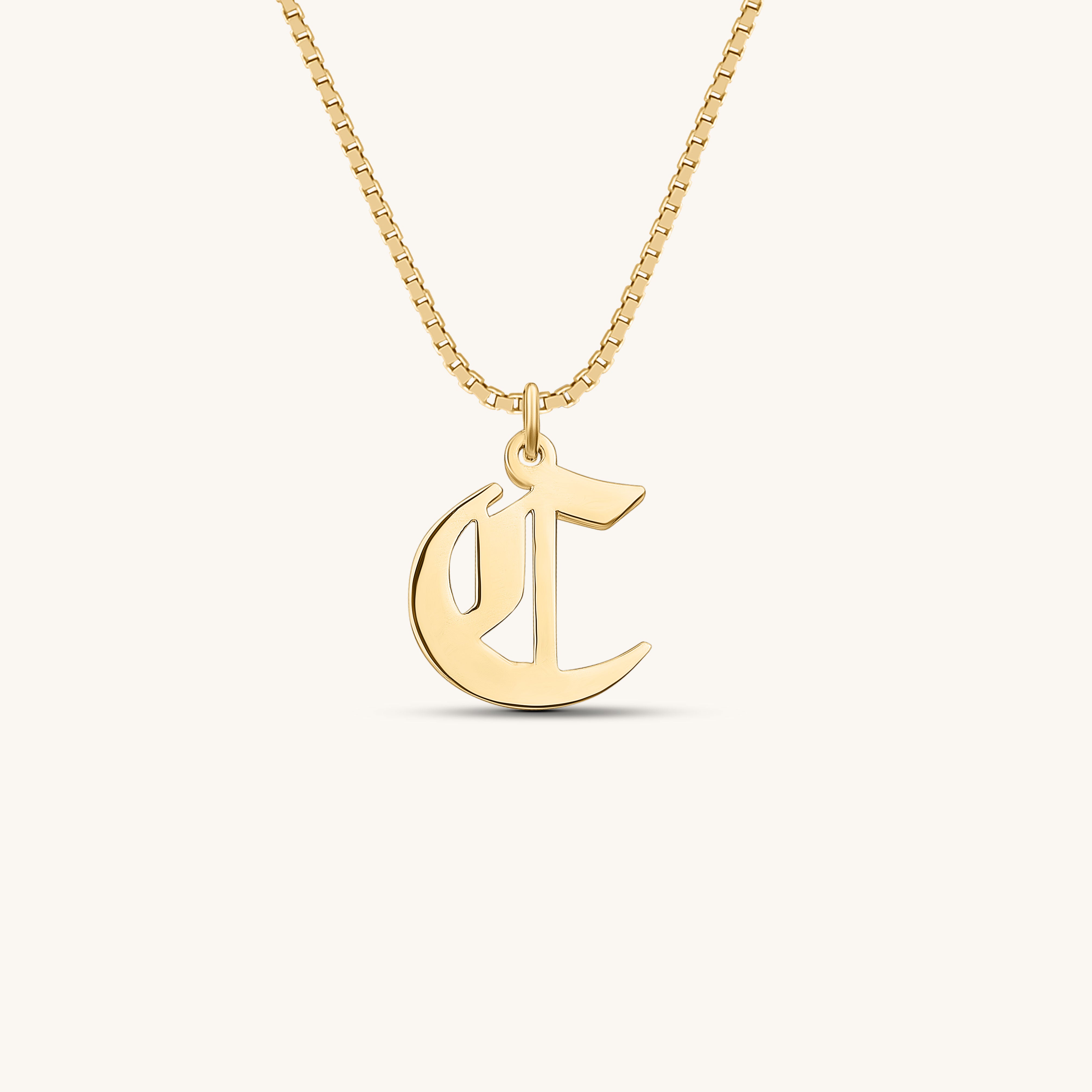 The Initial Charm Necklace [Old English] 14K White Gold