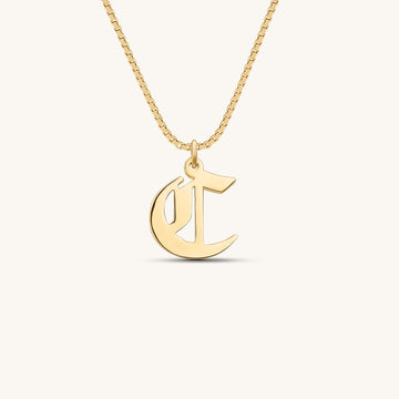 Old English Single Initial Nameplate Necklace