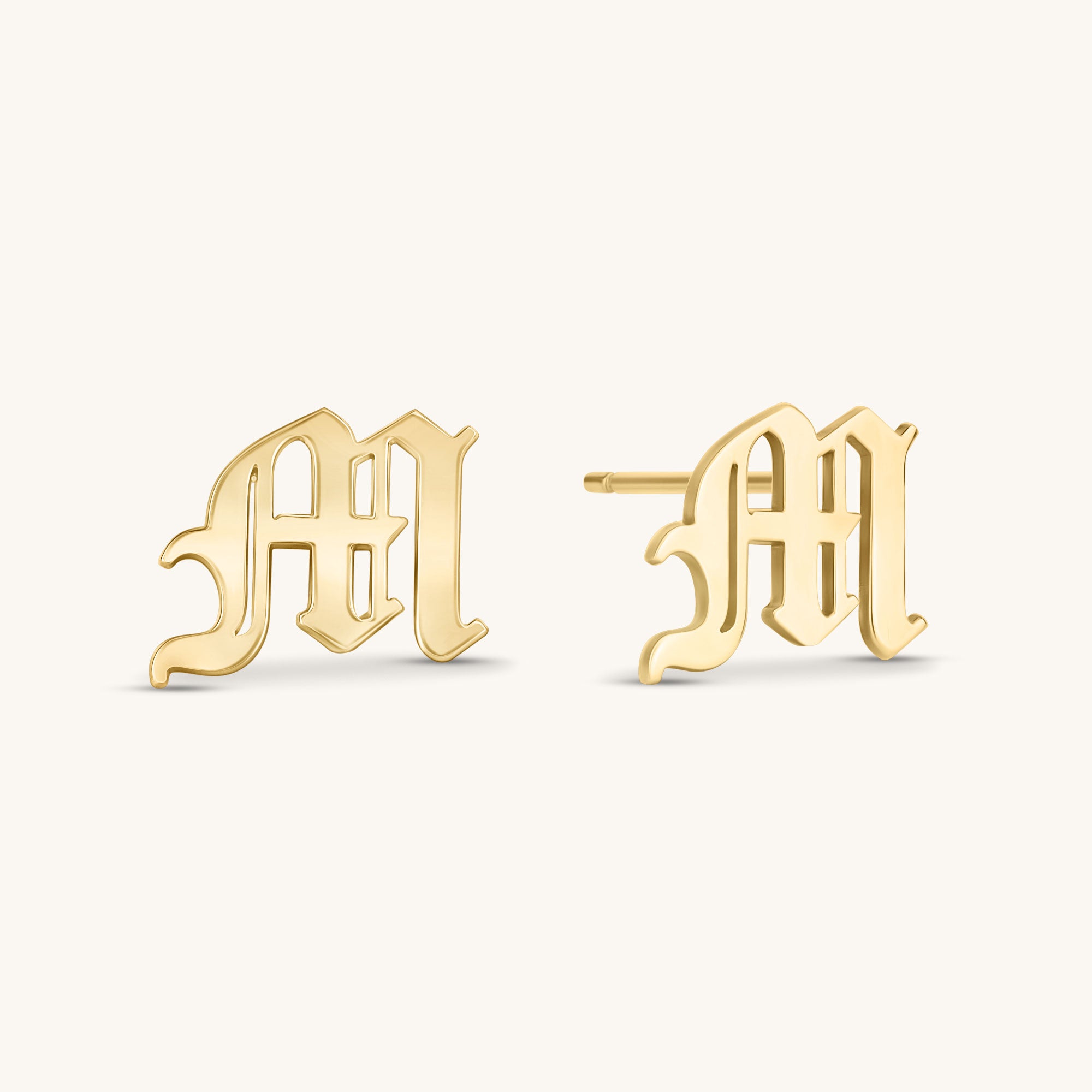 Silver Old English Initial Earrings Custom Gold Initial 