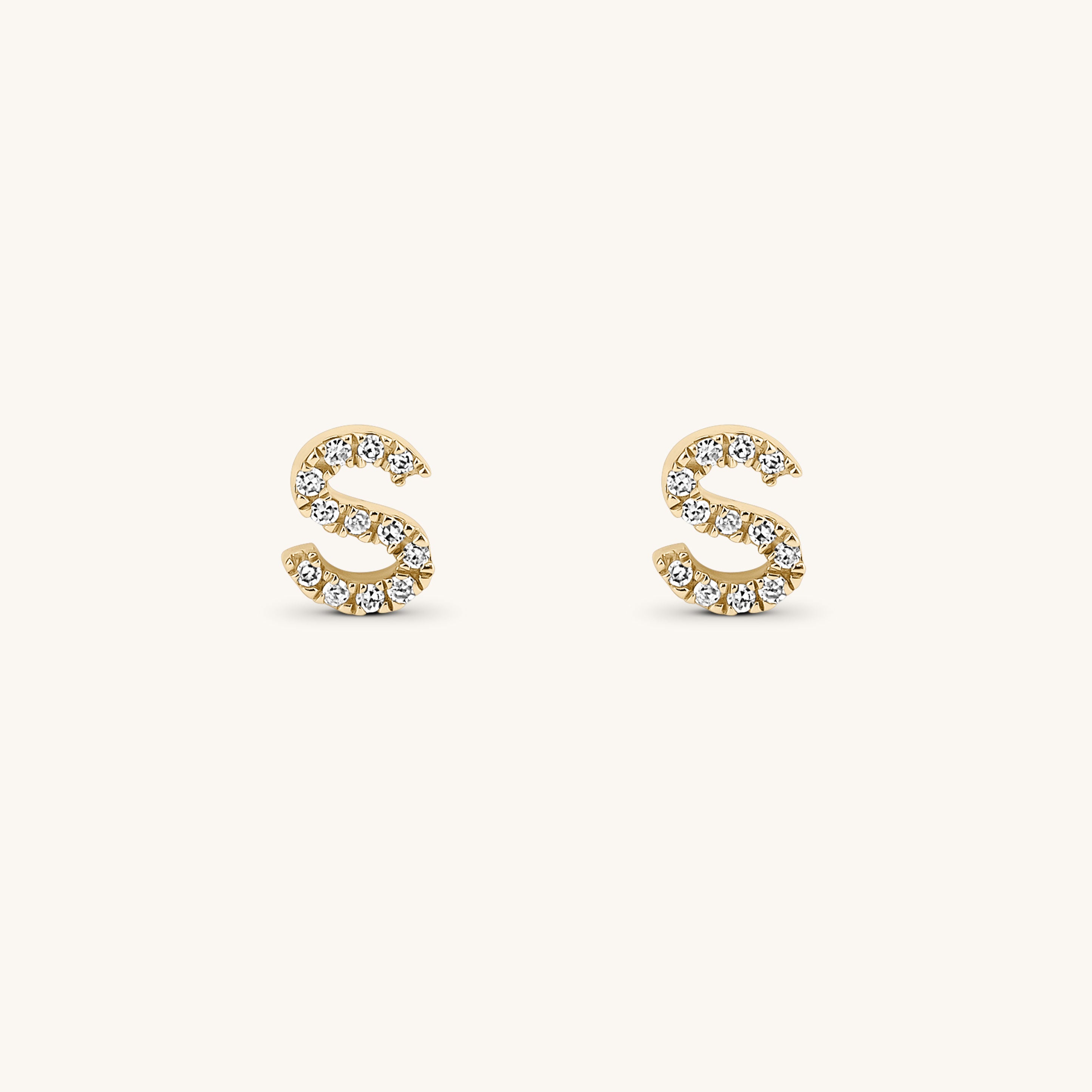 Buy Pave Diamond Letter Earrings, 14K Solid Gold Initial Letter Earring, Cz  Personalized Custom Initial Gold Earring is a Great Valentine's Gift Online  in India - Etsy