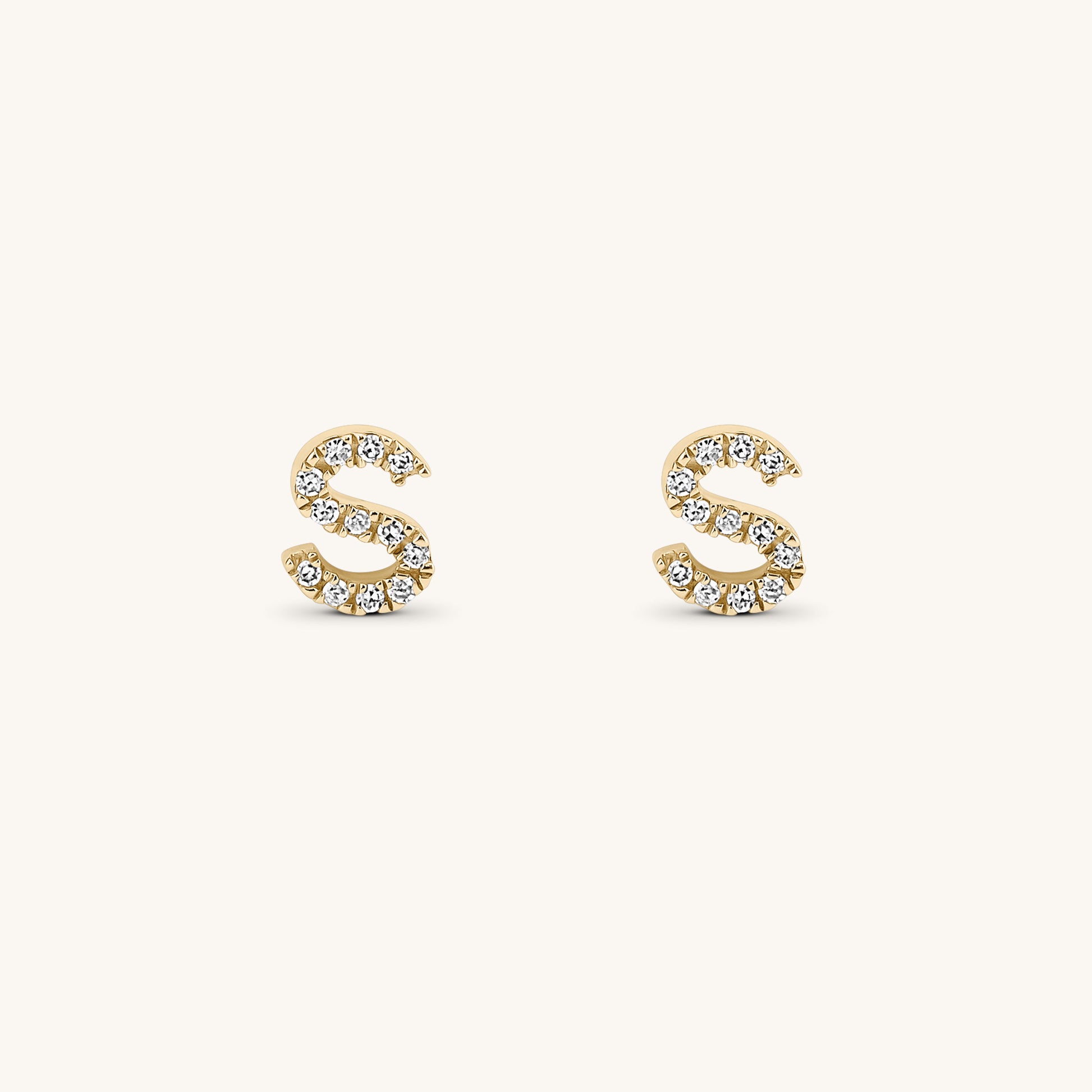 Dainty Gold and Diamond Initial Stud Earrings - Keepsakes