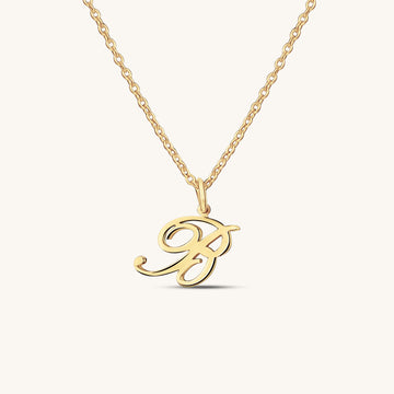 Single Initial Script Charm Necklace