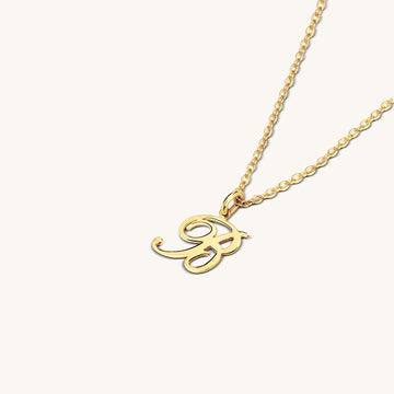 Single Initial Script Charm Necklace