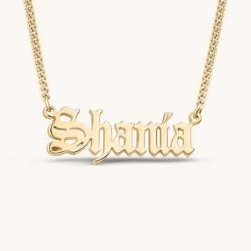 Old English Nameplate Necklace