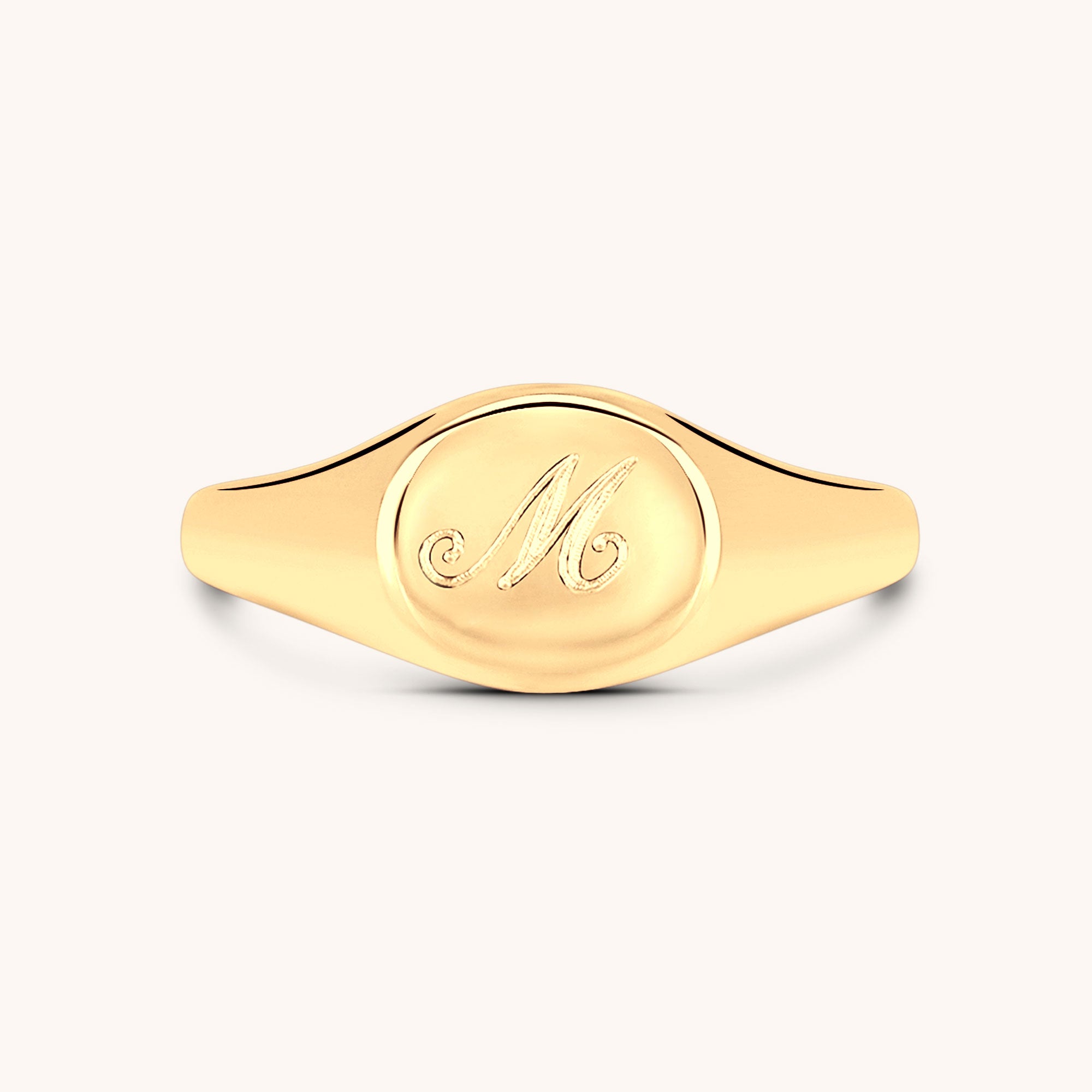 Personalized Engraved Script Small Signet Ring