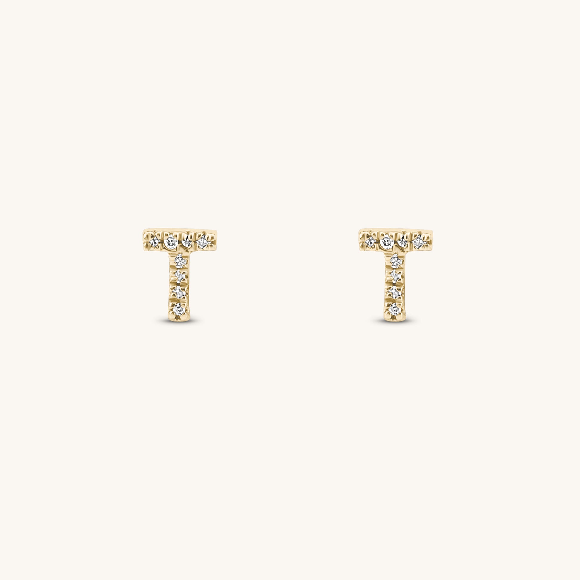 Dainty Gold and Diamond Initial Stud Earrings - Keepsakes