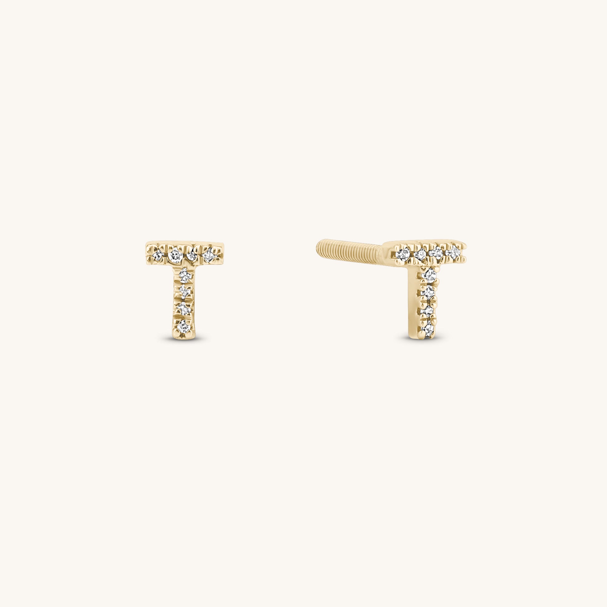 Dainty Gold and Diamond Initial Stud Earrings - Keepsakes