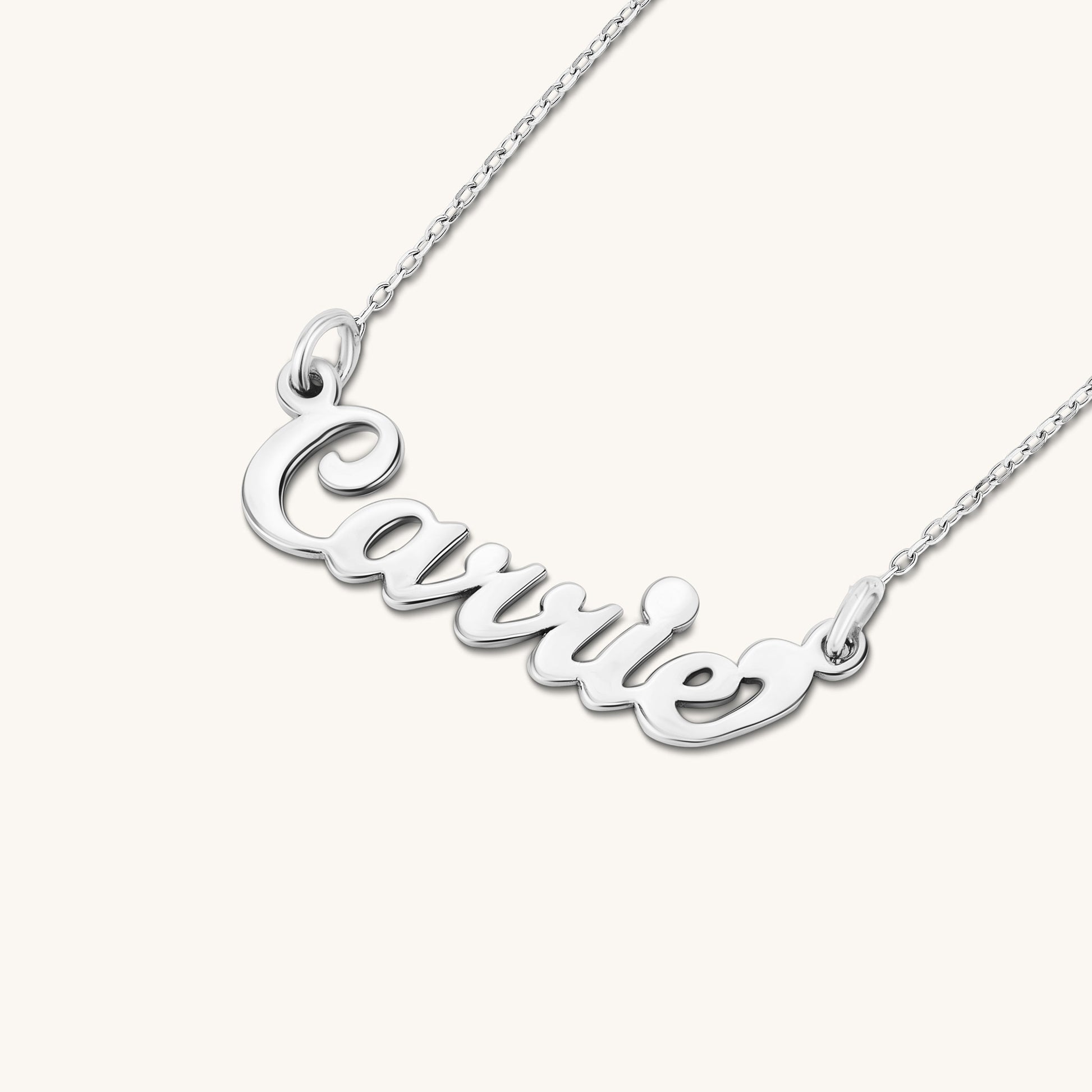 Cursive Script Carrie Nameplate Necklace - Keepsakes