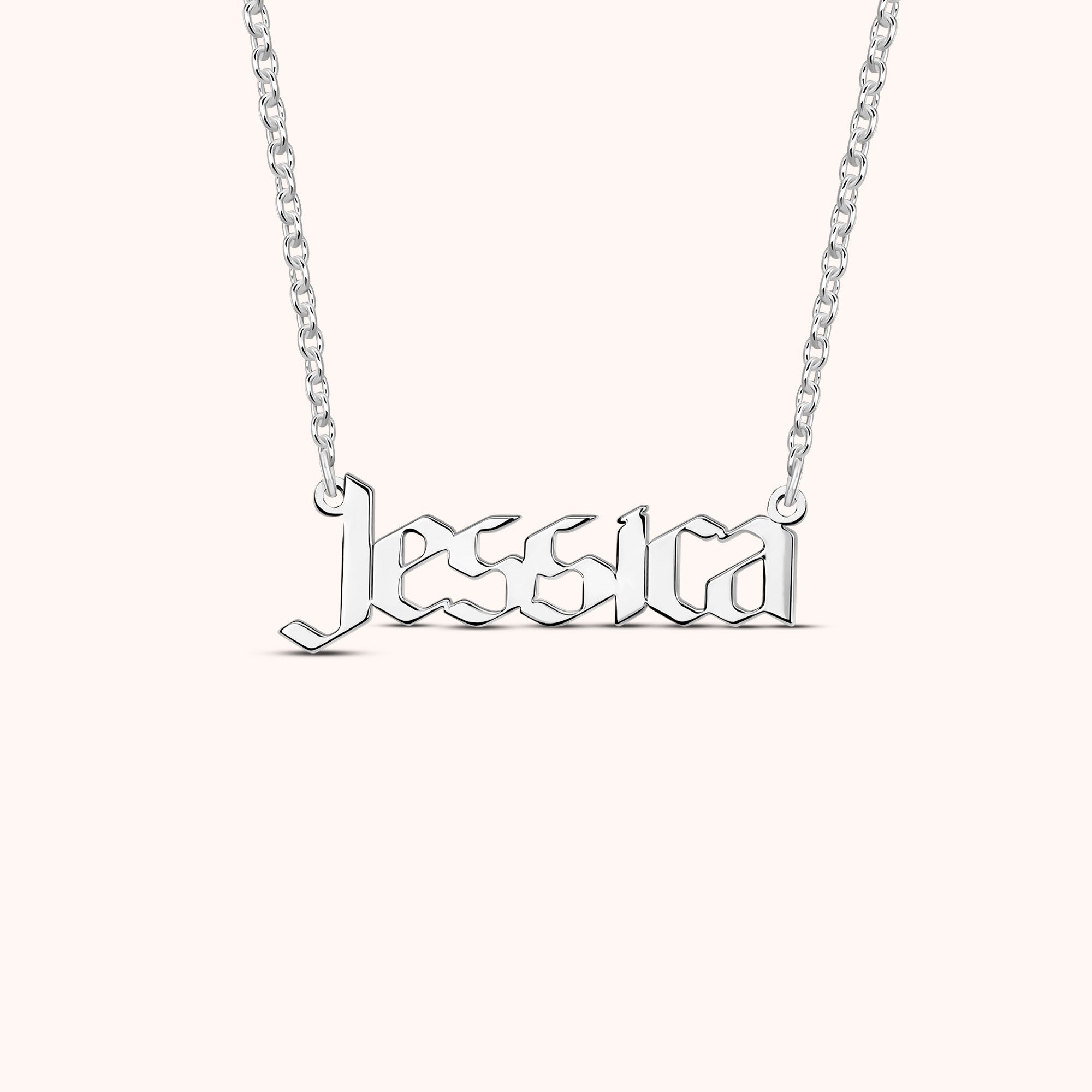 Gothic deals nameplate necklace