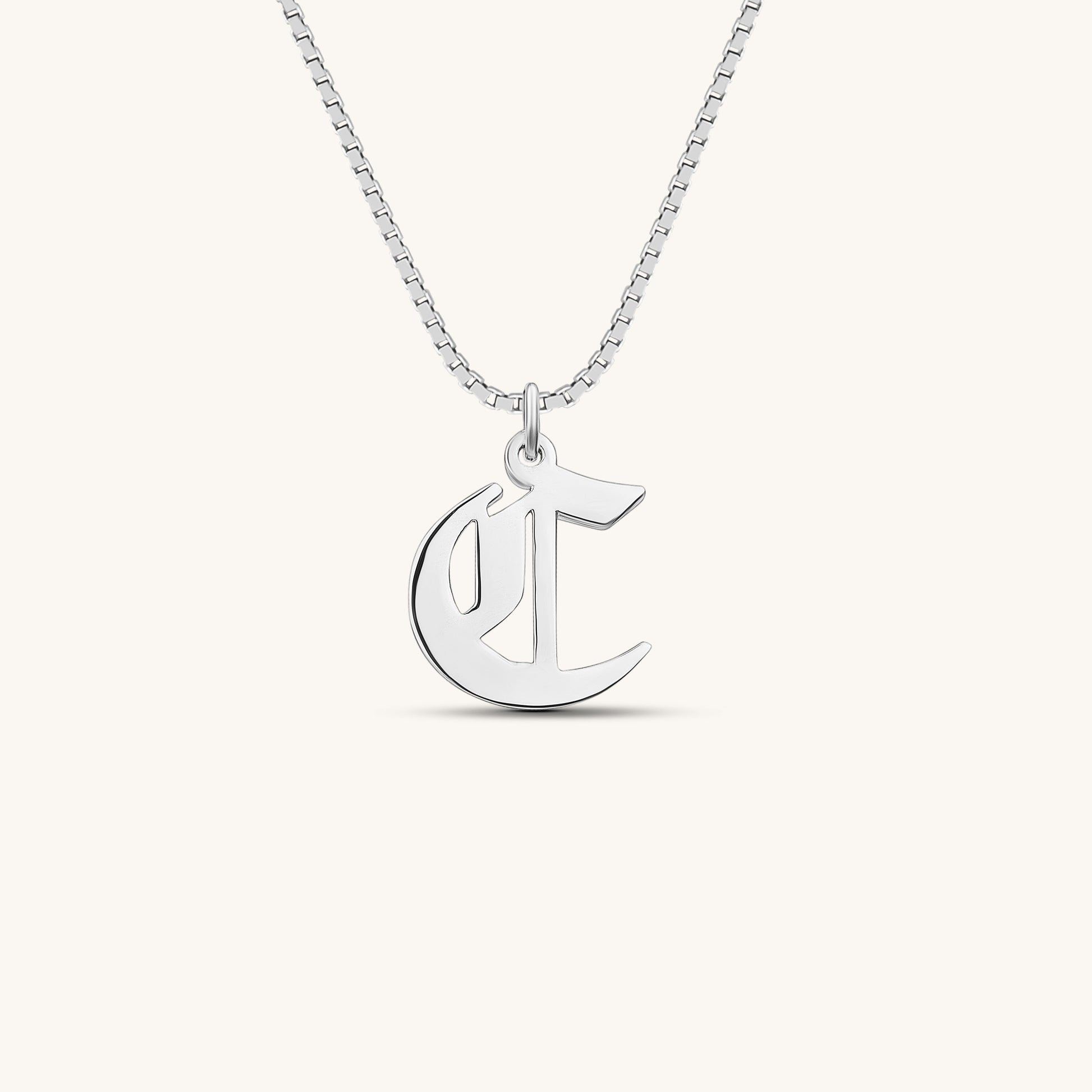 Old English Single Initial Nameplate Necklace - Keepsakes