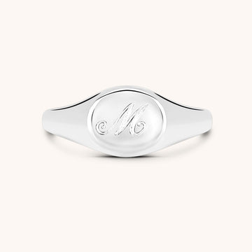 Personalized Engraved Script Small Signet Ring